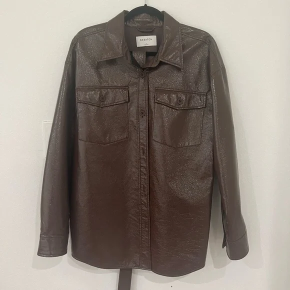 Aritzia Babaton Ava Vegan Leather Belted Shirt
Jacket Coffee Bean Brown - Picture 6 of 6